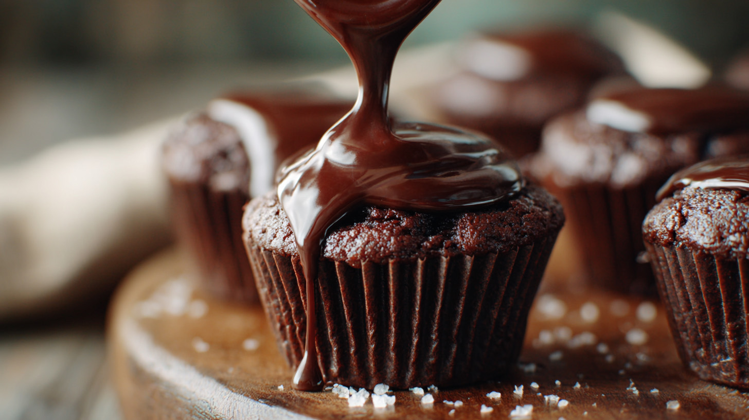 ราดแกแนชลงบนคัพเค้ก