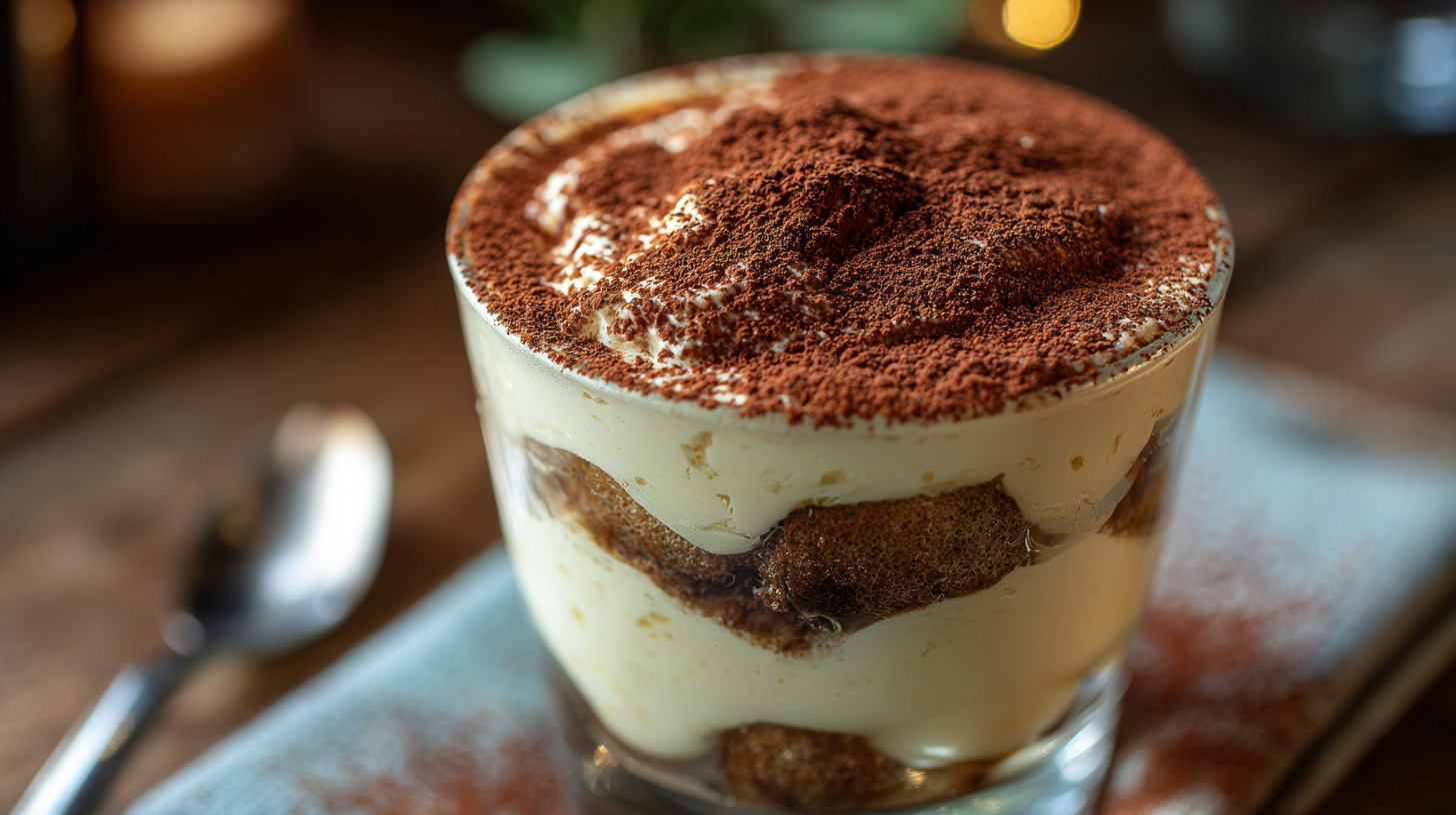 ทีรามิสุแก้วเรียงโชว์ในคาเฟ่